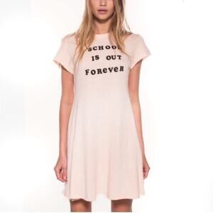 Wildfox light pink School Is Out Forever terry knit dress size Small NWT